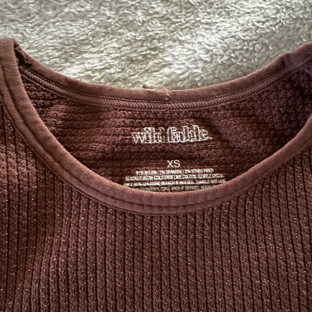 Wild Fable Textured Knit Top in Deep Brown